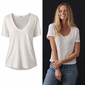 Buck Mason | White Slub Cotton V-Neck Tee | 100% Cotton | Made USA | XL